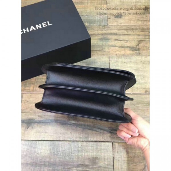 Ch**el braided calfskin boy bag black