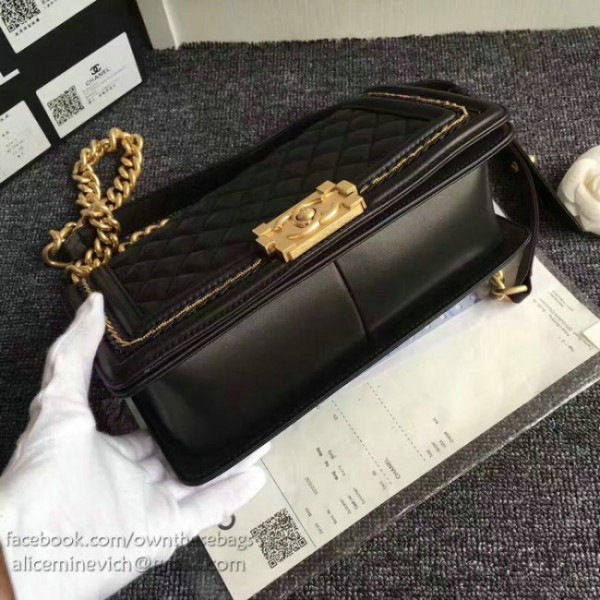 Ch**el lambskin medium boy bag a67086 black