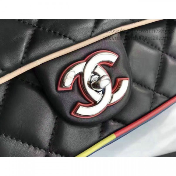 Ch**el black multicolor small flap bag