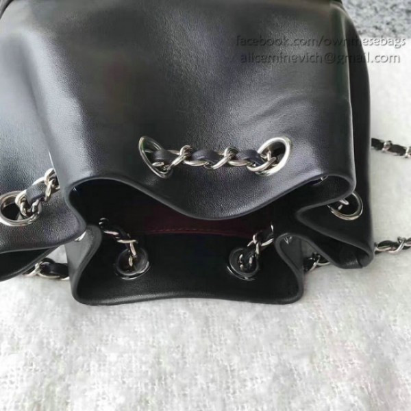 Ch**el large lambskin drawstring backpack in seoul bag black 010402 vs07736