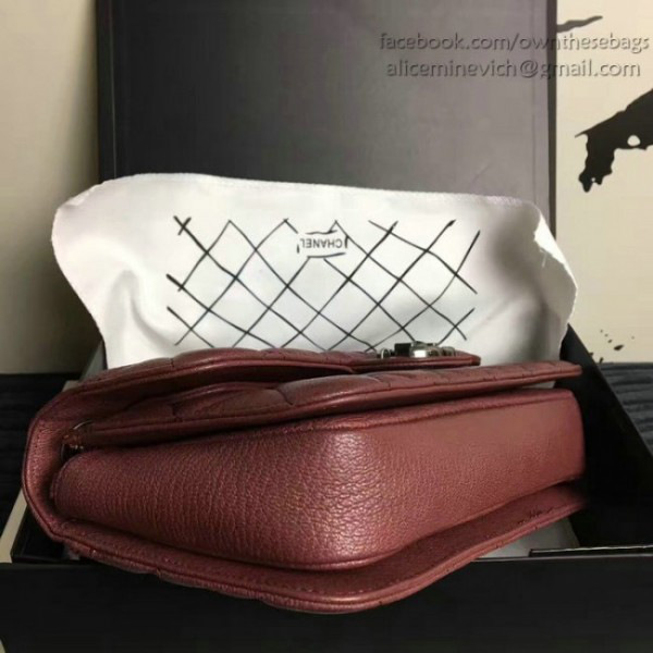 Ch**el quilted deerskin perfect edge bag burgundy a14041