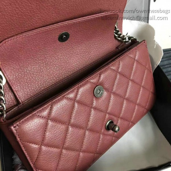 Ch**el quilted deerskin perfect edge bag burgundy a14041