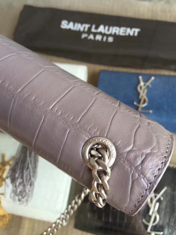 Y51 monogram kate silver tassel in embossed crocodile shiny leather 5038 24cm x 14.5cm x 5.5cm