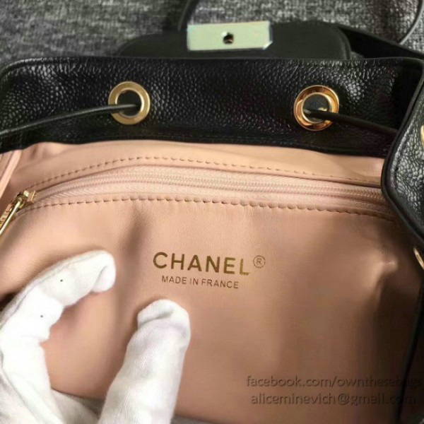 Ch**el grained calfskin gold-tone metal backpack black 23 x 25 x 13cm