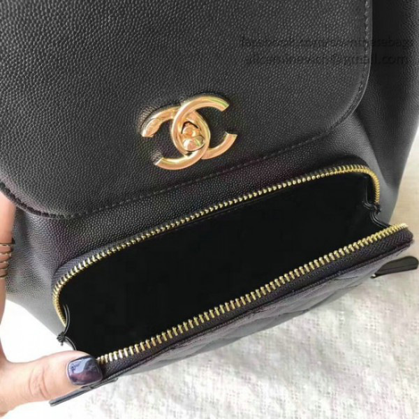 Ch**el grained calfskin gold-tone metal backpack black
