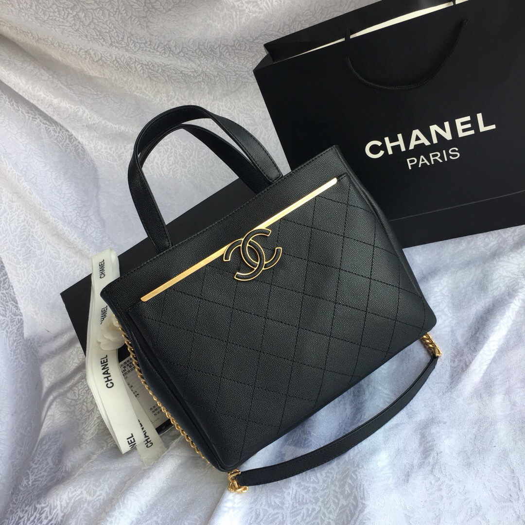 Ch**el small shopping bag balck 57563 26x21x13cm
