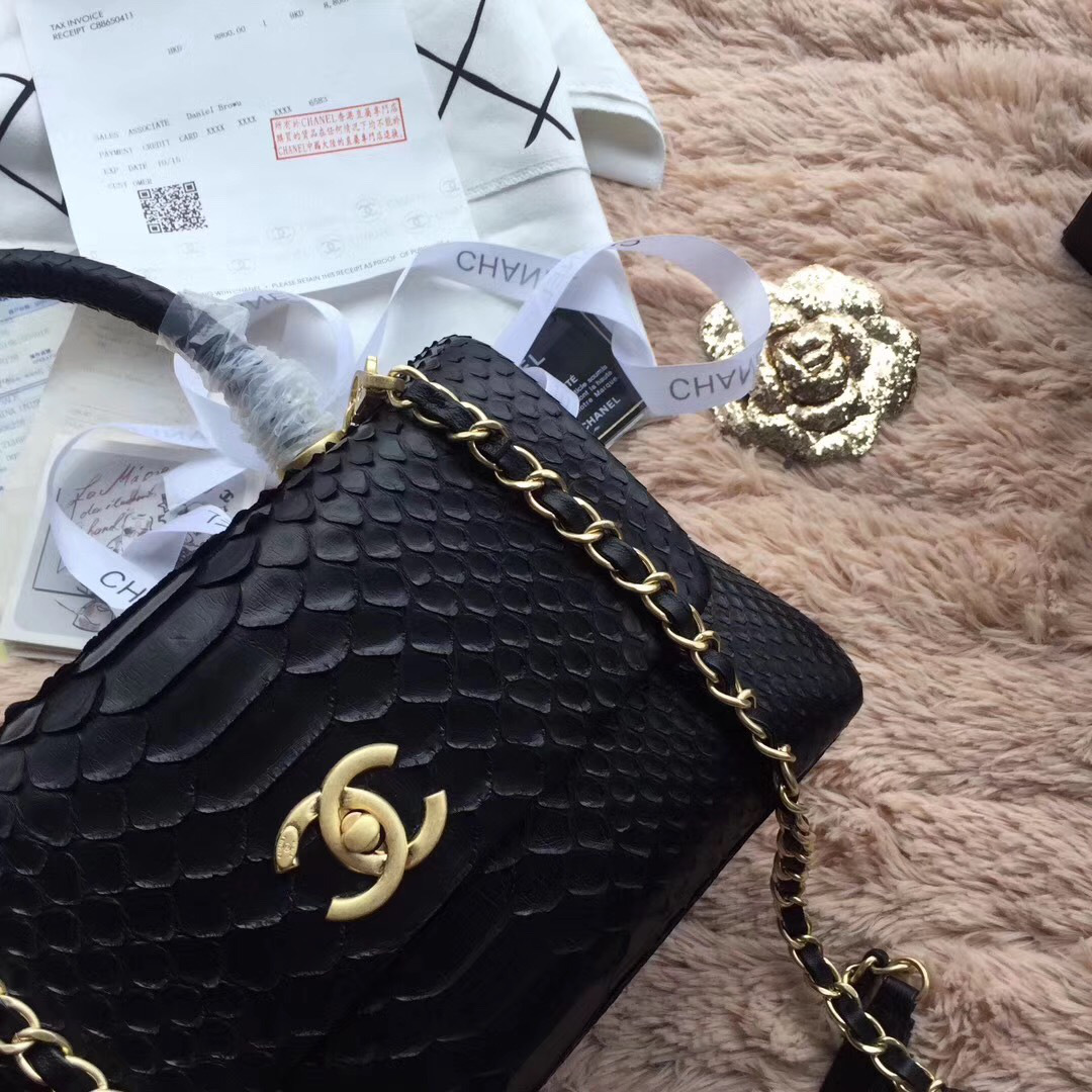 Ch**el original snake skin black 25*15*12 cm