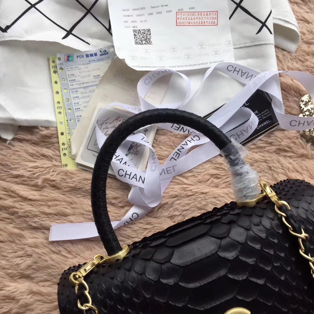 Ch**el original snake skin black 25*15*12 cm