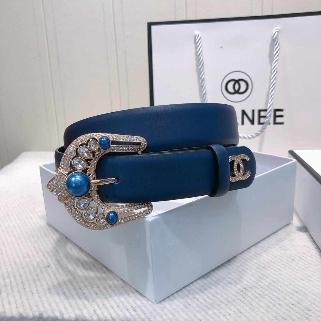 Ch**el new plain weave leather soft belt