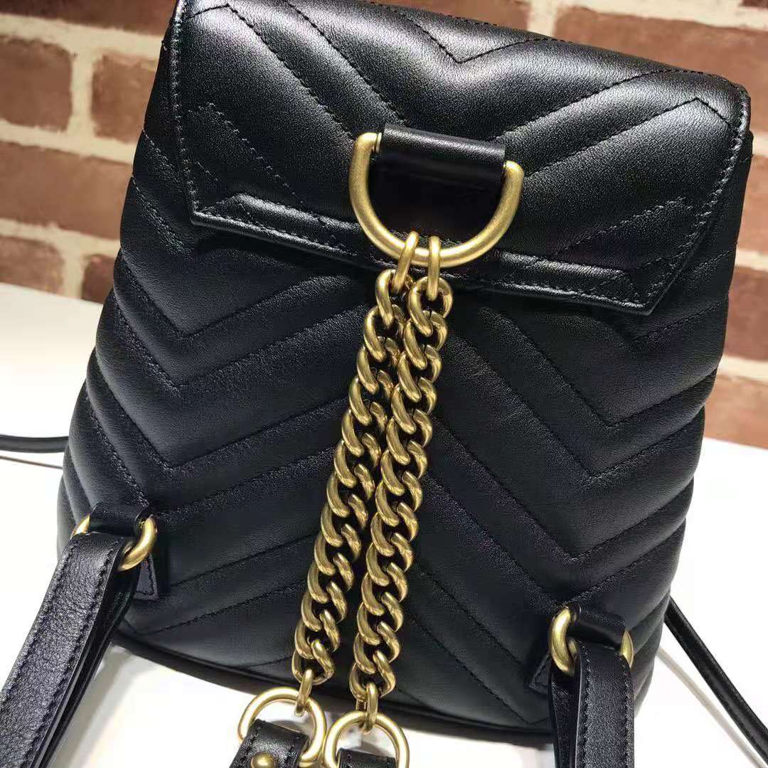 Gvc*1 backpack black with gold hardware 19*18.5*10cm