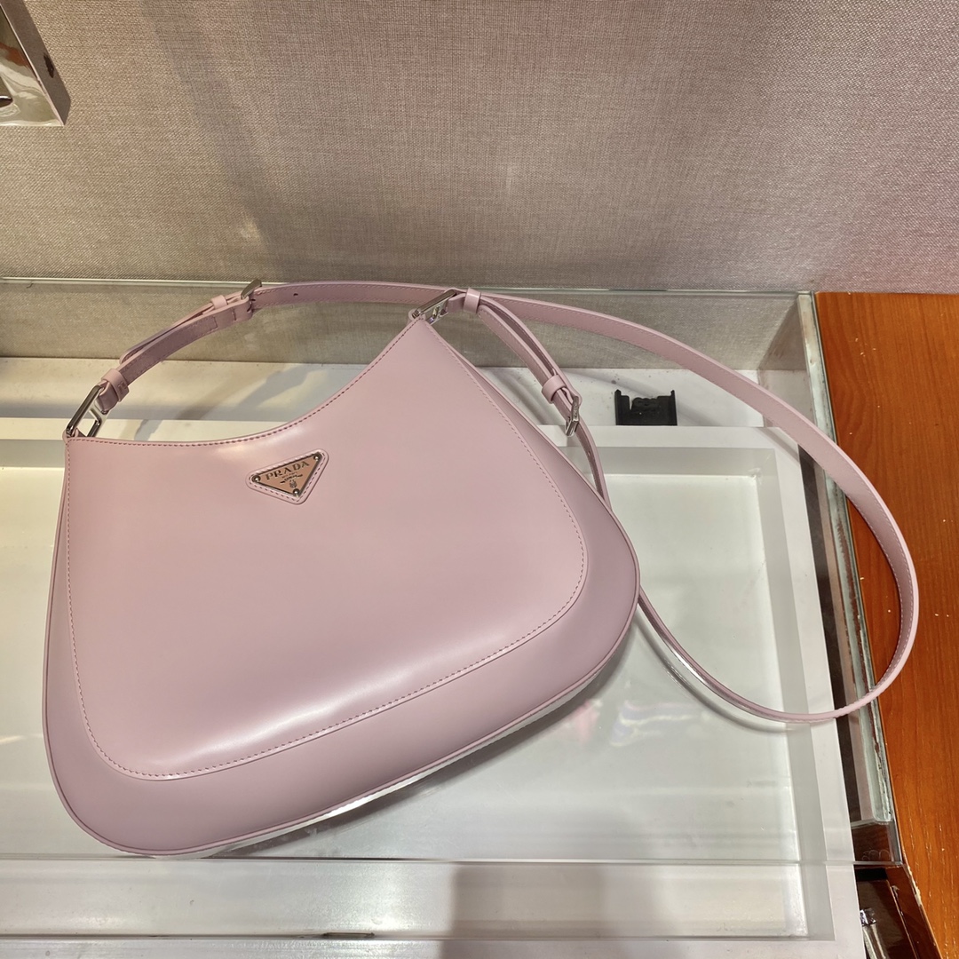 Pra*a cleo brushed leather shoulder bag in alabaster pink 1bc156 30 x 18.5 x 4 cm