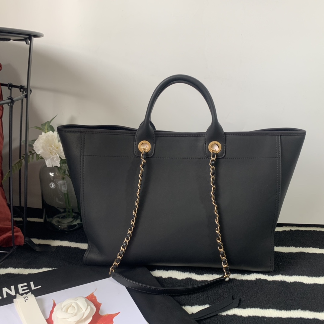 Ch**el large shopping bag black a66941 30 x 50 x 22 cm