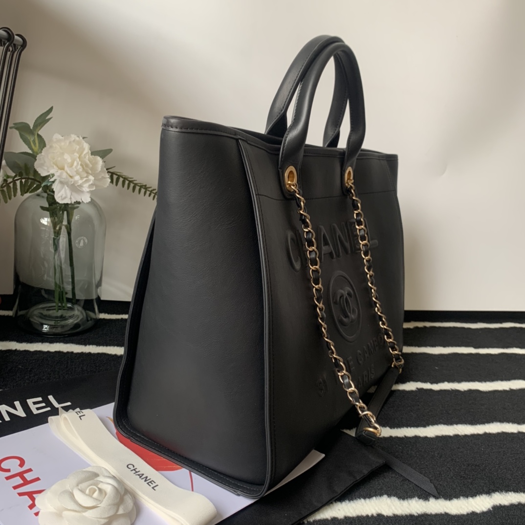 Ch**el large shopping bag black a66941 30 x 50 x 22 cm