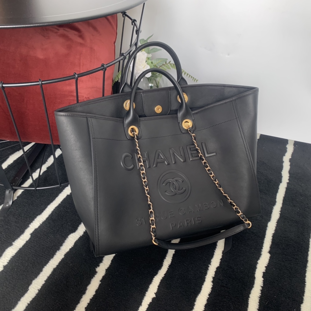 Ch**el large shopping bag black a66941 30 x 50 x 22 cm