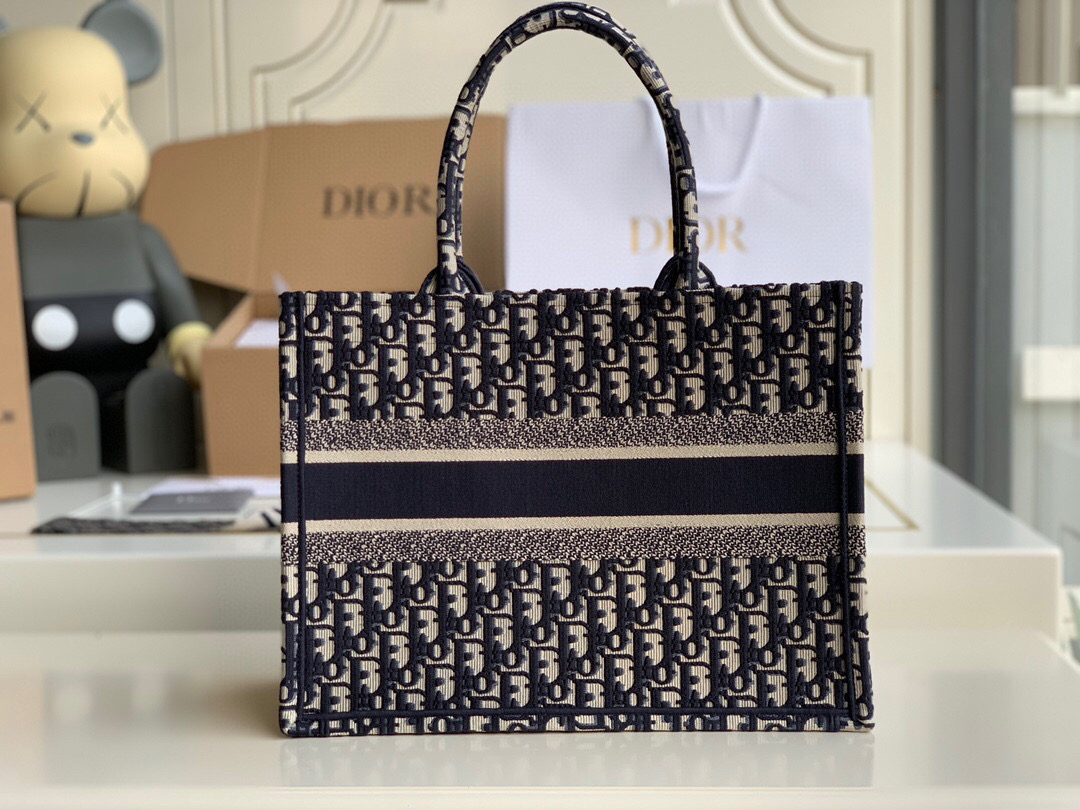 D10r small D10r book tote blue D10r oblique embroidery m1296 26.5 cm