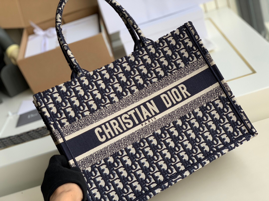 D10r small D10r book tote blue D10r oblique embroidery m1296 26.5 cm