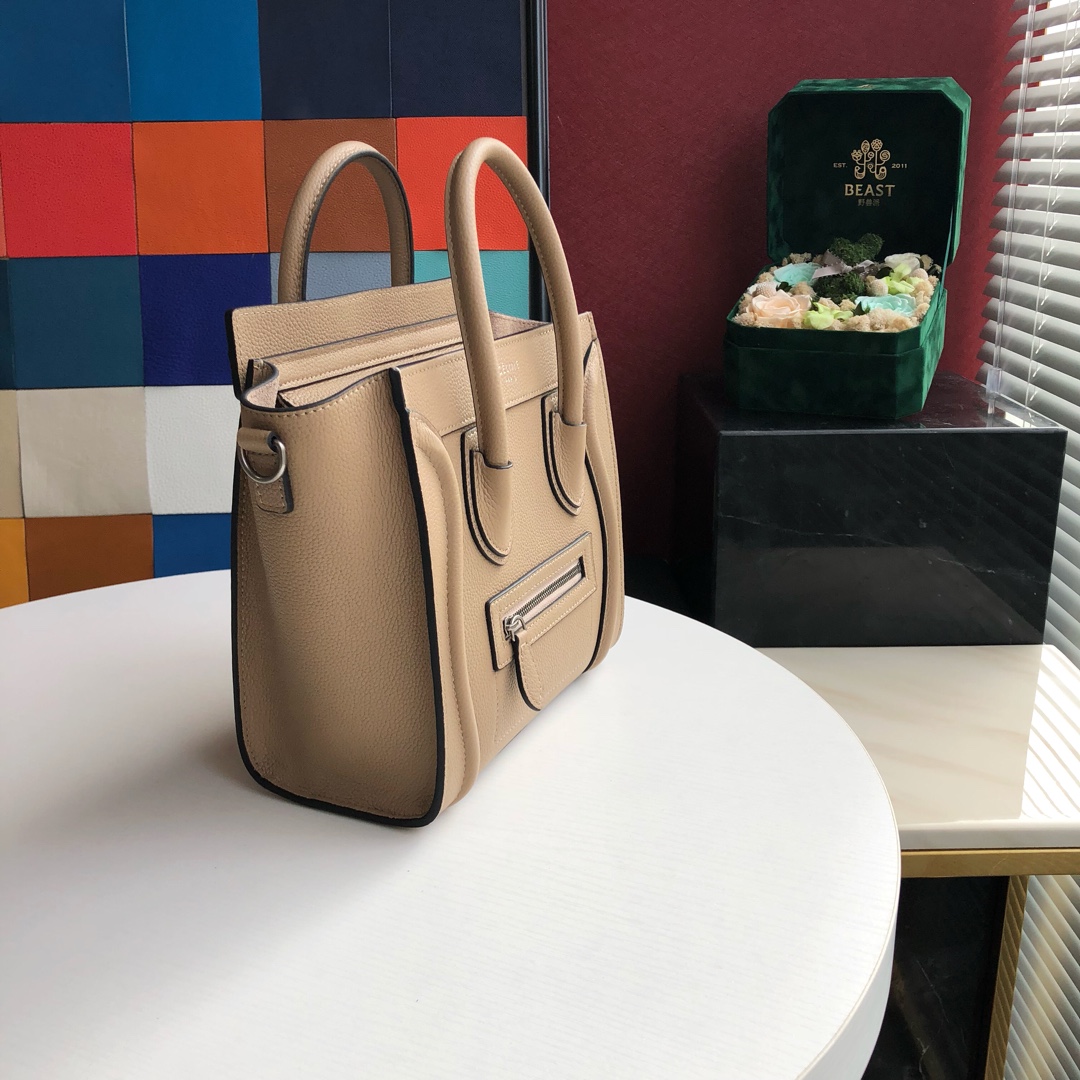 Ce1i*e nano luggage bag in drummed calfskin dune 189243dru 20 x 20 x 10 cm