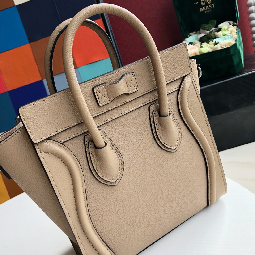 Ce1i*e nano luggage bag in drummed calfskin dune 189243dru 20 x 20 x 10 cm