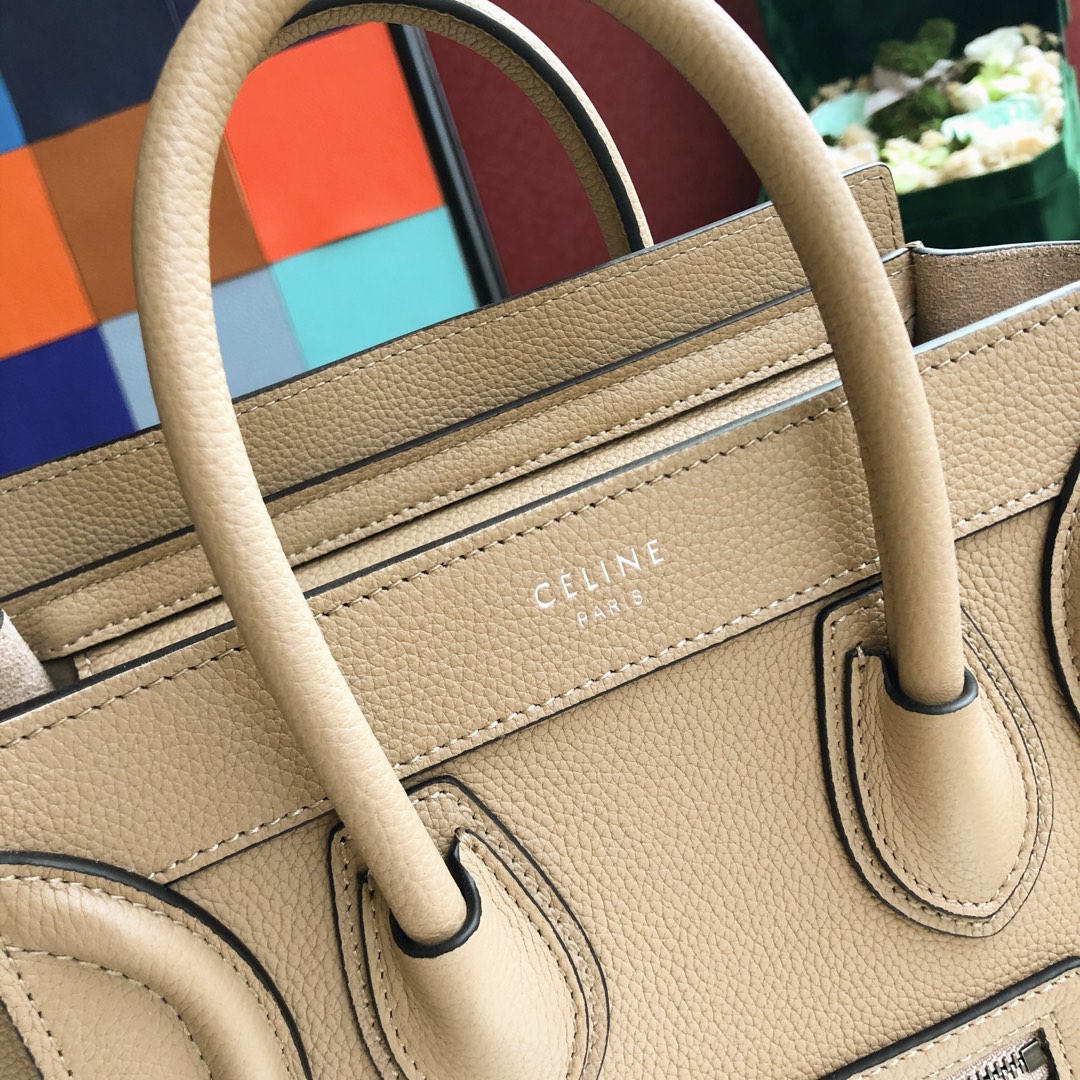 Ce1i*e nano luggage bag in drummed calfskin dune 189243dru 20 x 20 x 10 cm