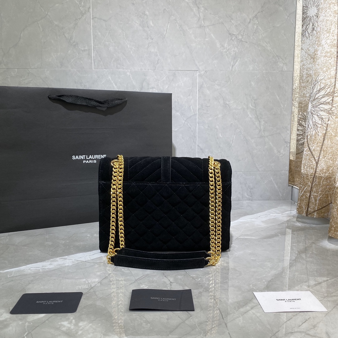 Y51 envelope medium bag in mix matelassÉ velvet black 487206 24 × 17.5 × 6 cm