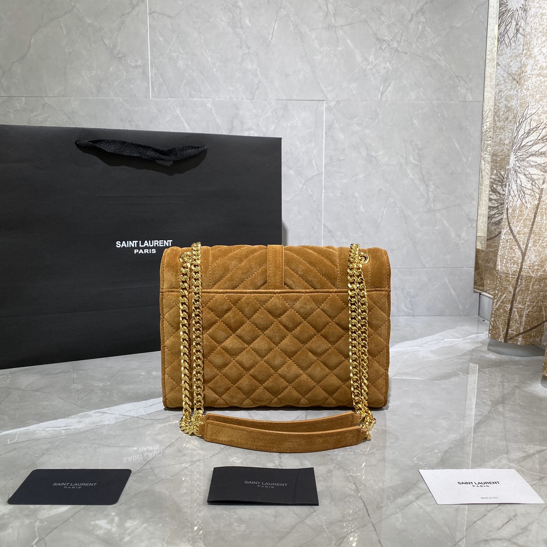 Y51 envelope medium bag in mix matelassÉ velvet beige 487206 24 × 17.5 × 6 cm