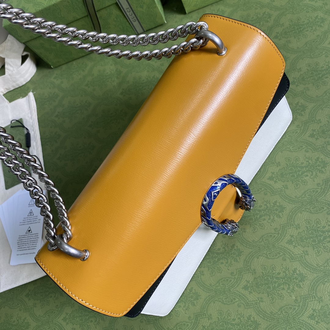 Gvc*1 svp*me dionysus small shoulder bag orange and white leather 400249 28 x 17 x 9 cm