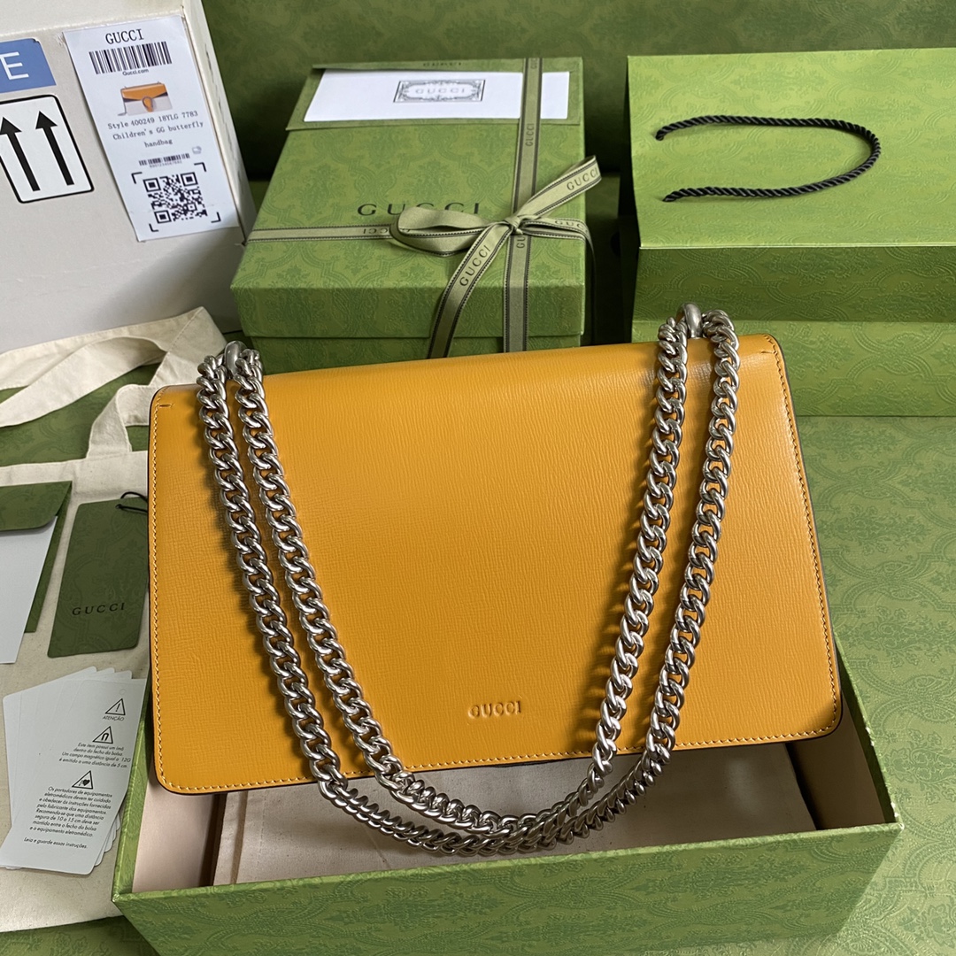 Gvc*1 svp*me dionysus small shoulder bag orange and white leather 400249 28 x 17 x 9 cm
