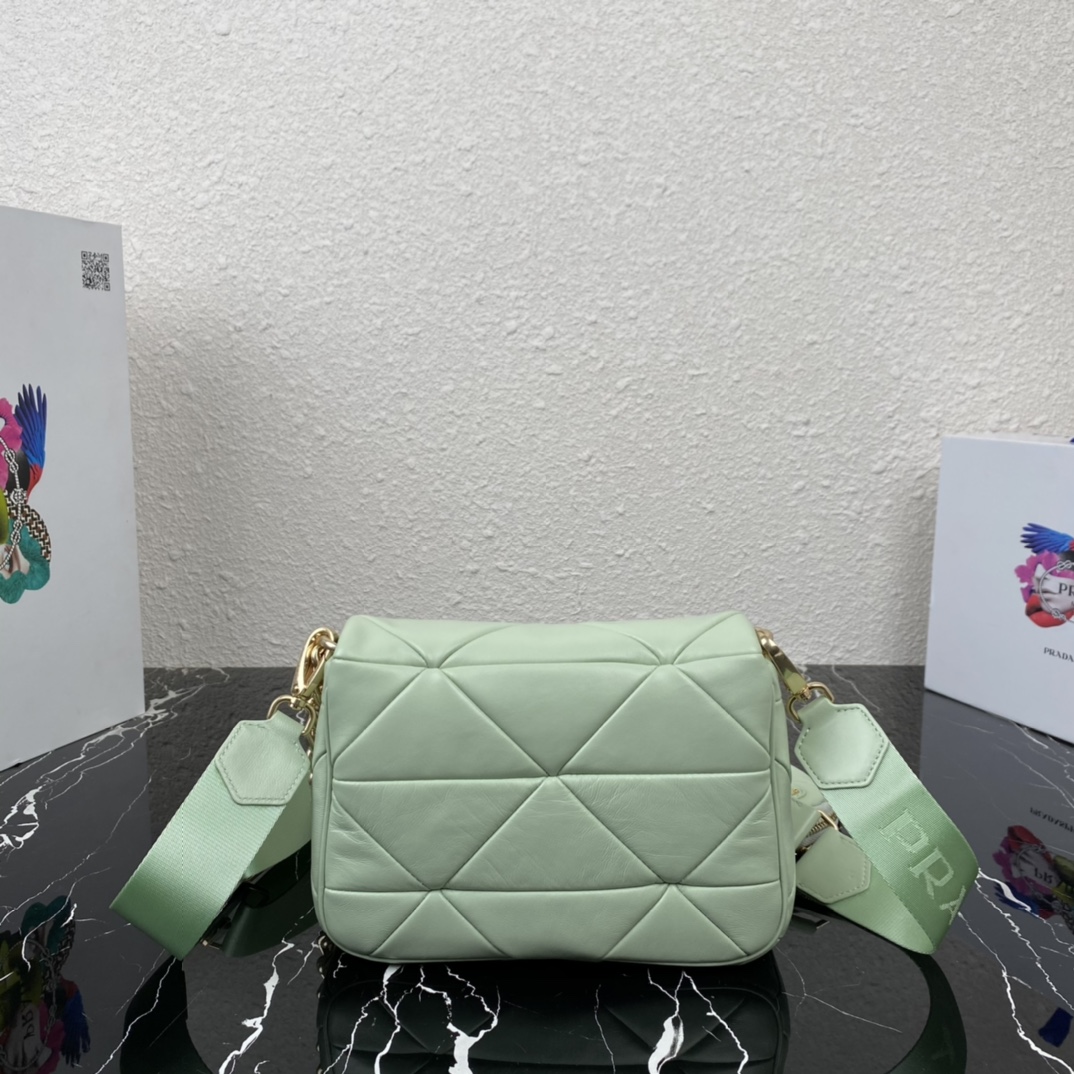 Pra*a Pra*a system nappa leather patchwork bag light green 1bd292 21 x 16 x 7 cm