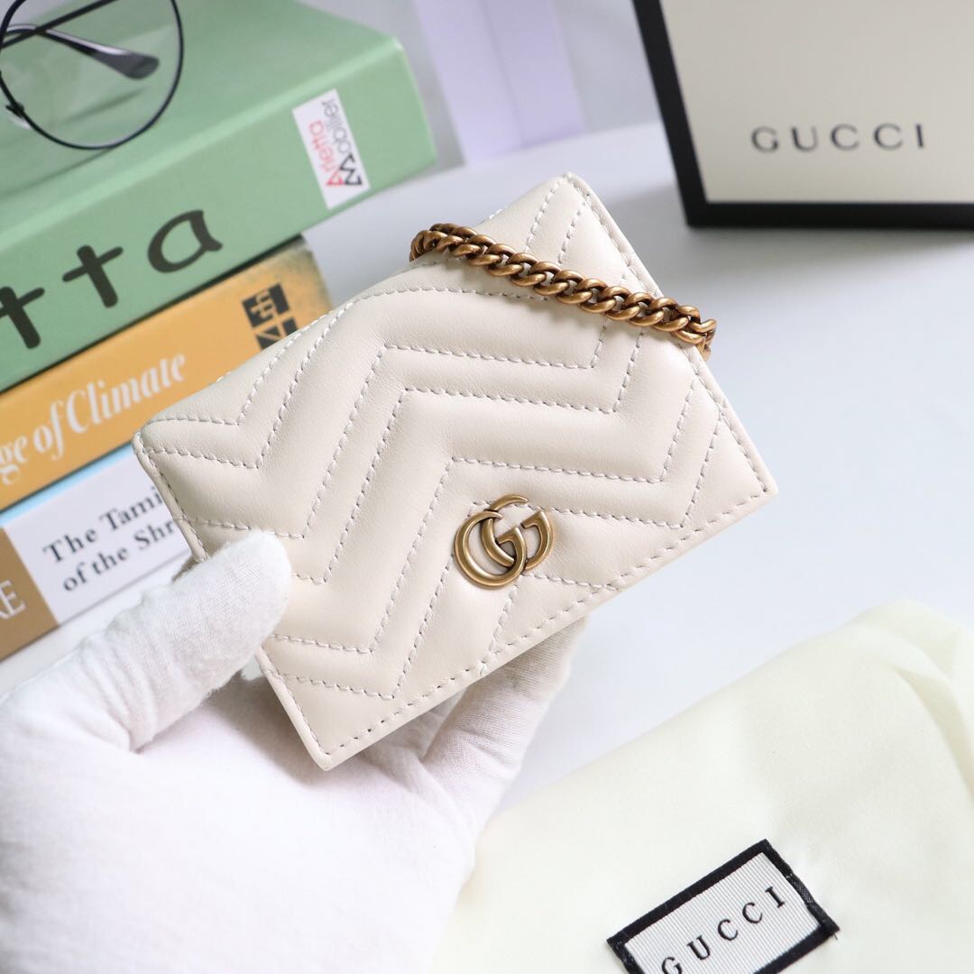 Gvc*1 gg marmont card case wallet white 625693 11 x 8.5 x 3 cm