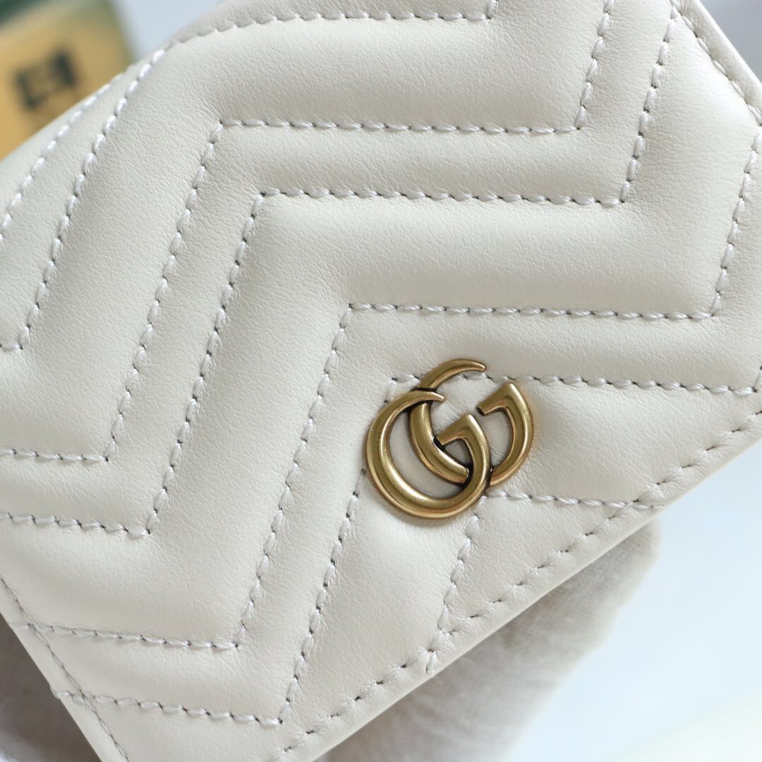 Gvc*1 gg marmont card case wallet white 625693 11 x 8.5 x 3 cm
