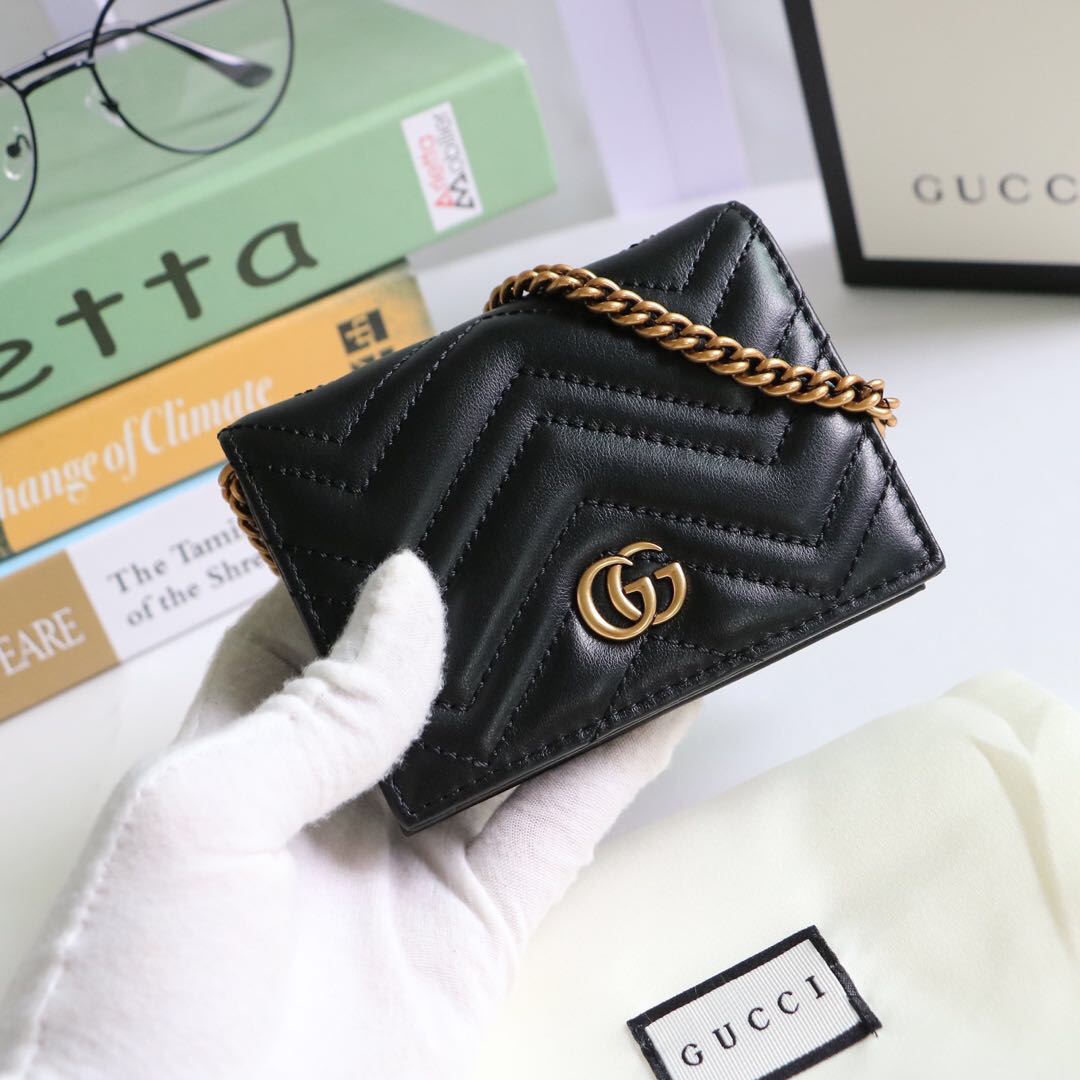 Gvc*1 gg marmont card case wallet black 625693 11 x 8.5 x 3 cm