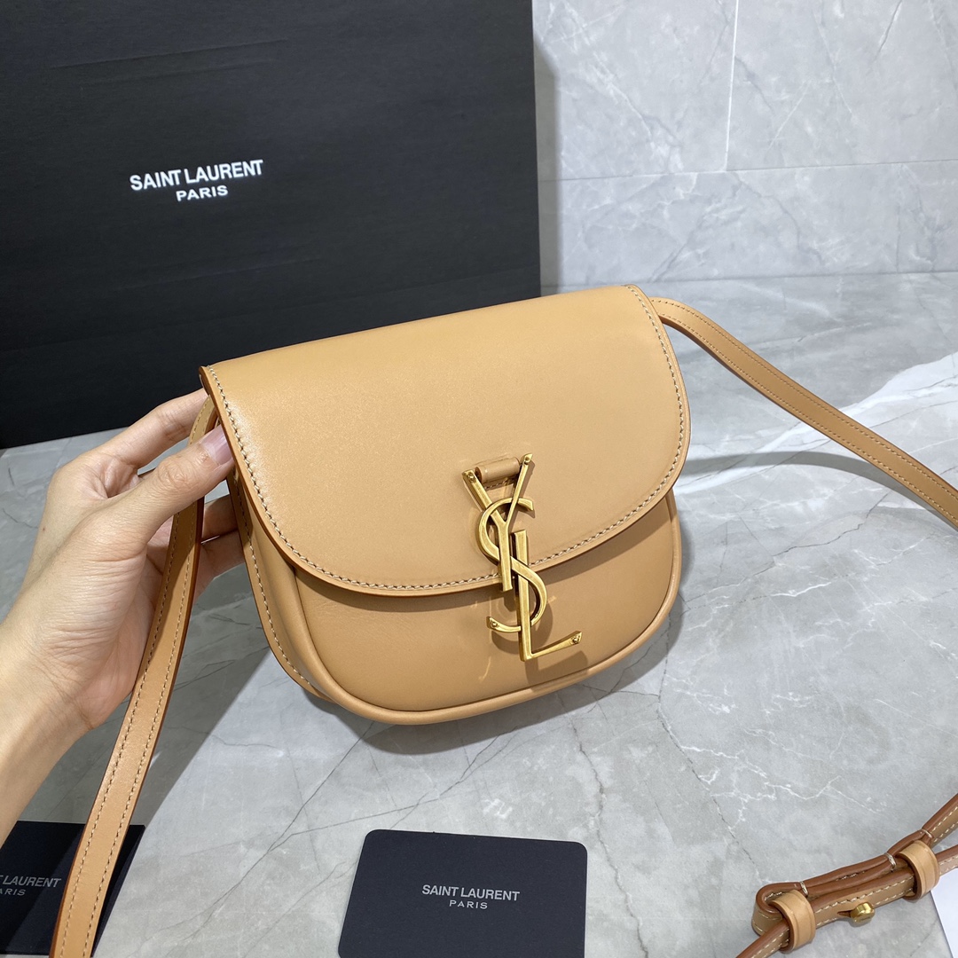 Y51 kaia small satchel in smooth vintage leather brown gold 619740 18 x 15.5 x 5.5 cm