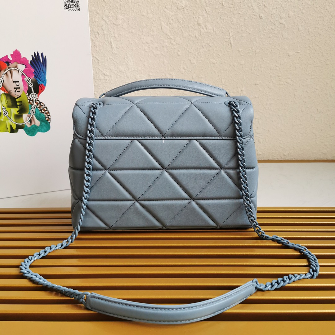 Pra*a large nappa leather Pra*a spectrum bag blue 1bd231 27 × 18.5 × 9 cm
