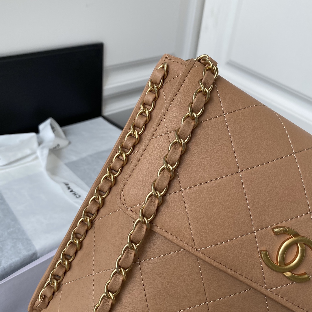Ch**el large hobo bag beige as2542 23 x 25.5 x 8cm