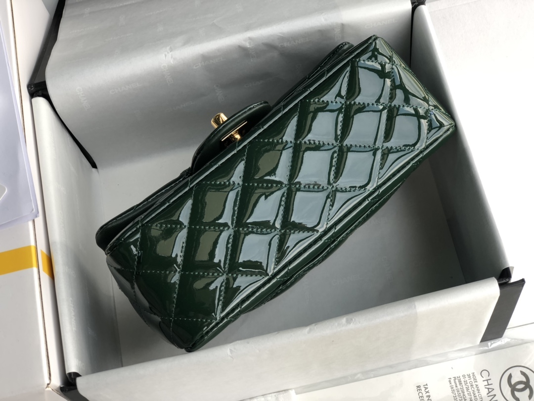 Ch**el cf mini patent calfskin & golden metal forest bag 20cm