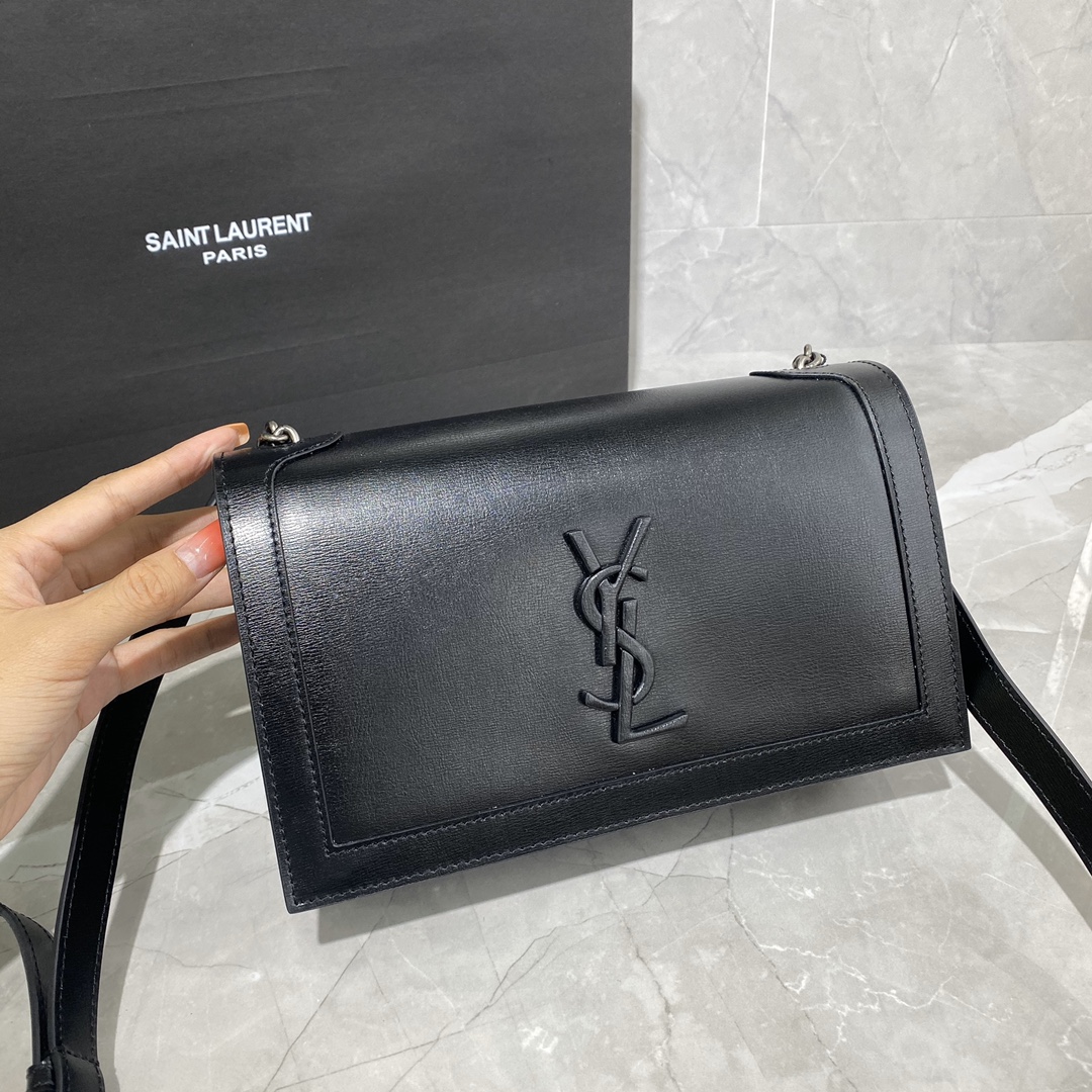 Y51 book bag in smooth leather black metal 532756 24 × 14 × 8 cm