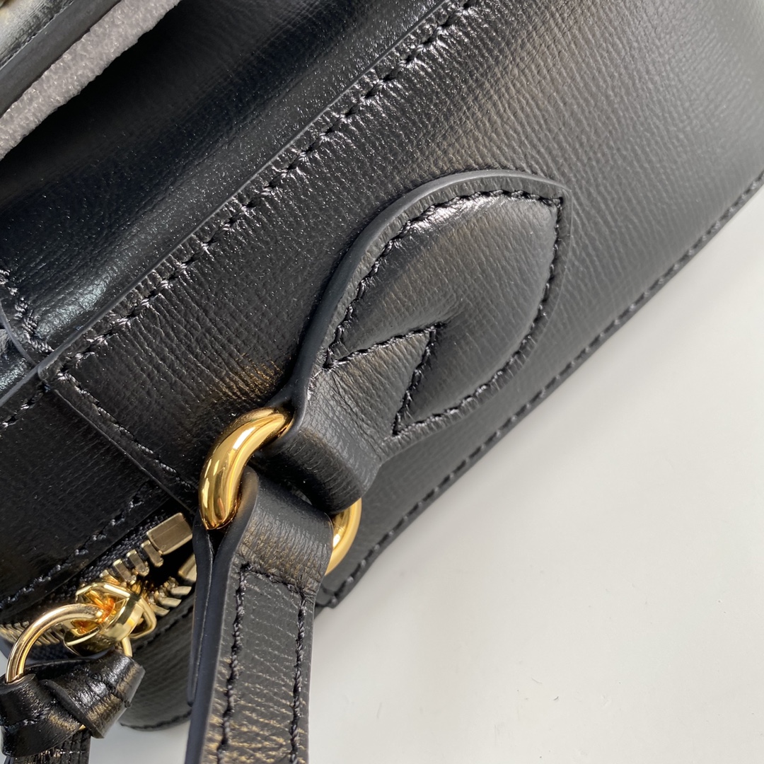 Gvc*1 horsebit 1955 small shoulder bag black leather 645454 22.5 x 17 x 6.5 cm