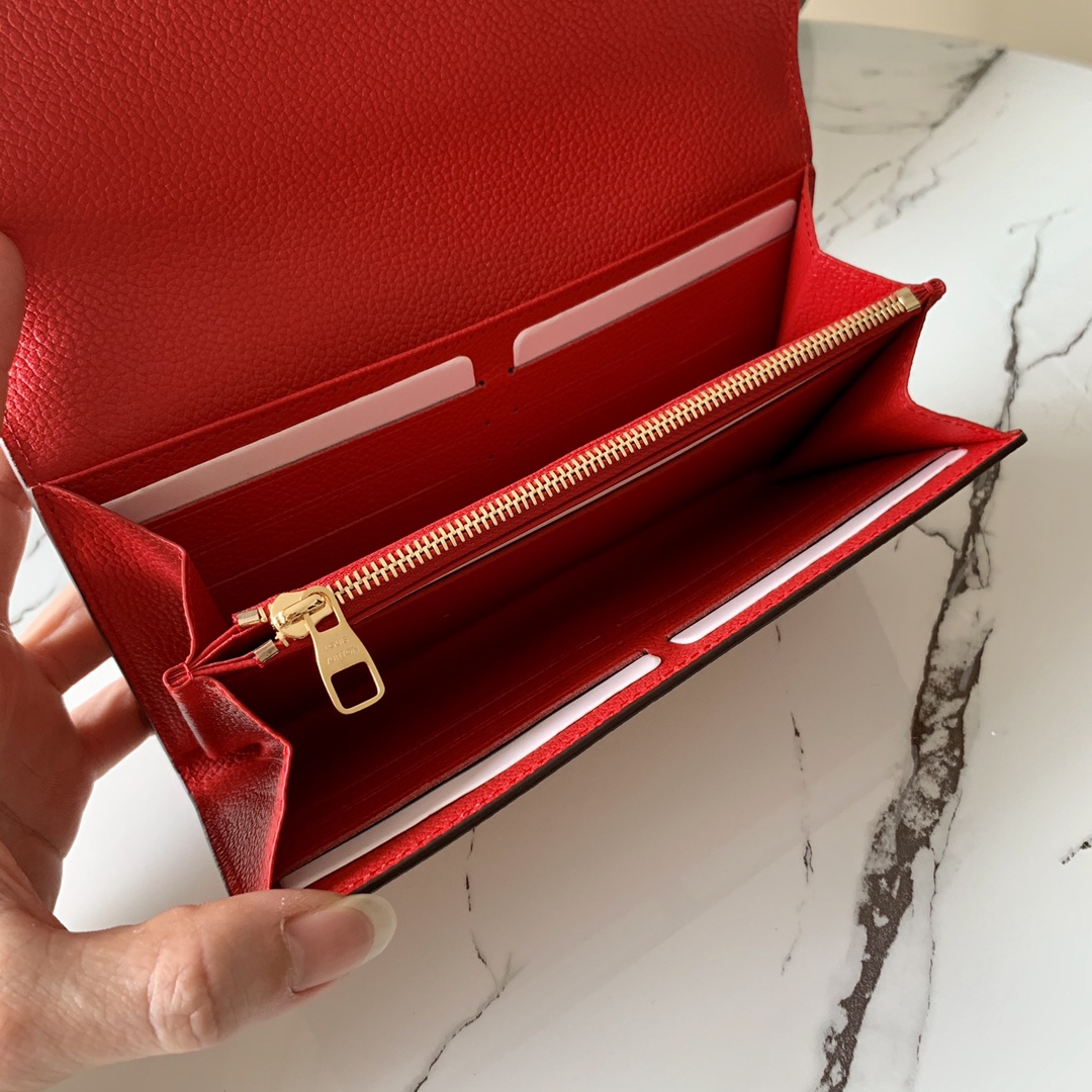 l0vis Vvtt0n sarah wallet monogram empreinte leather scarlet m68708 19 x 10 x 2 cm