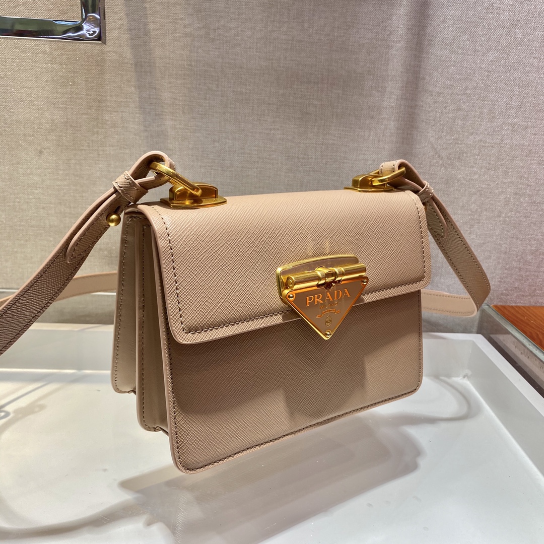 Pra*a saffiano leather symbole bag cameo beige 1bd270 20 x 14 x 7 cm