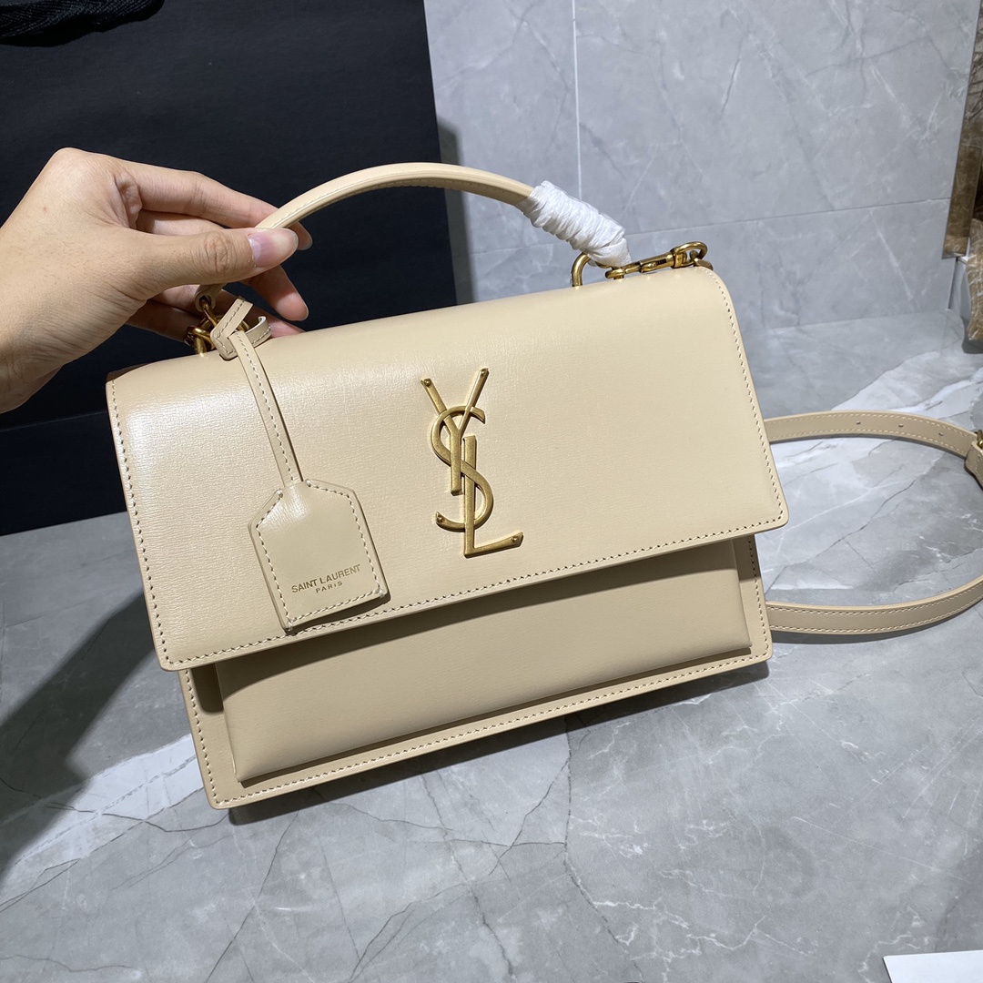 Y51 medium sunset satchel in smooth leather ivory natural 634723 25 x 18 x 5 cm