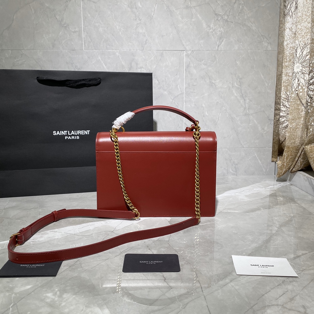 Y51 medium sunset satchel in smooth leather opyum red 634723 25 x 18 x 5 cm