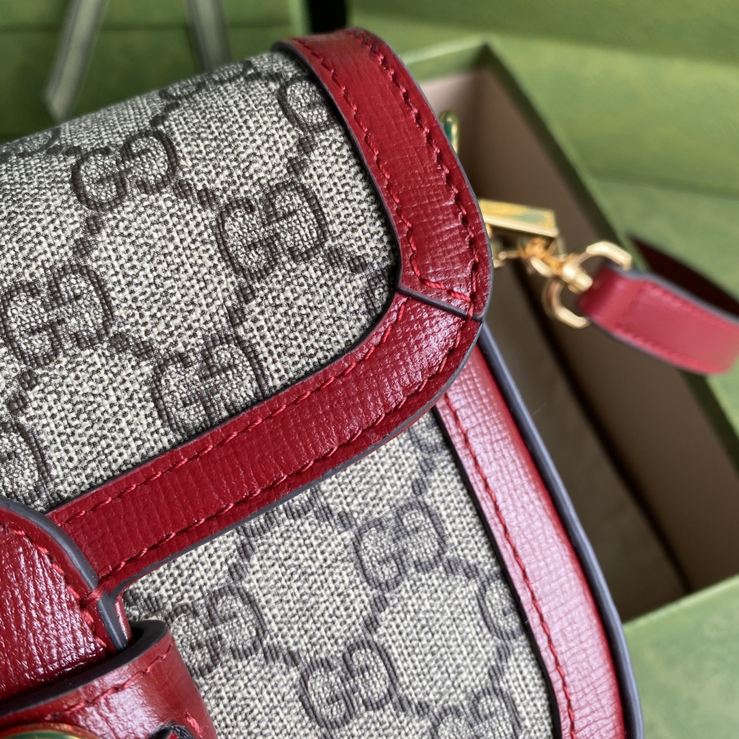 Gvc*1 mini horsebit 1955 bag gg svp*me canvas beige and red 658574 20.5 x 14 x 5 cm