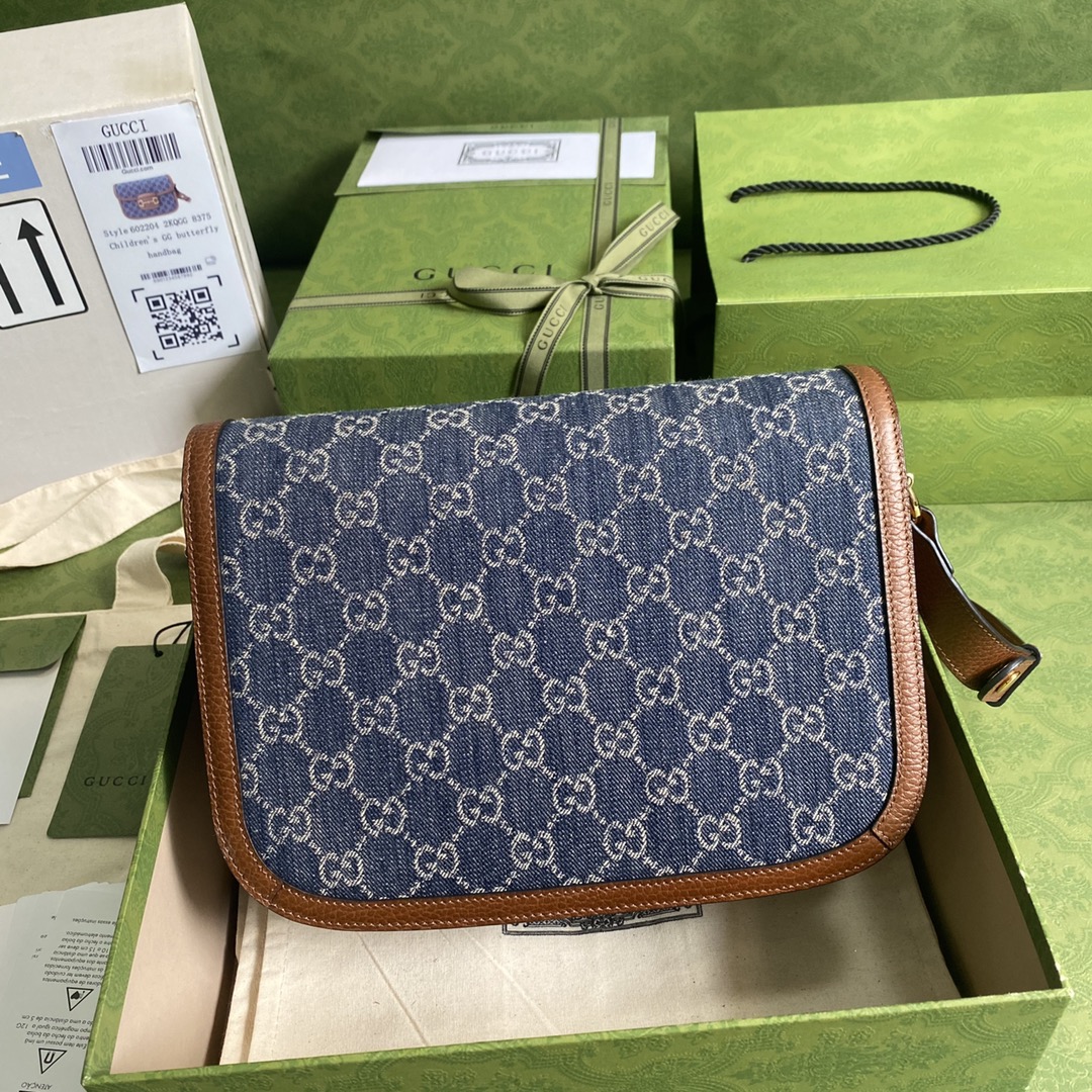 Gvc*1 small horse 1955 shoulder bag gg svp*me canvas denim 602204 25.5 x 18 x 6 cm