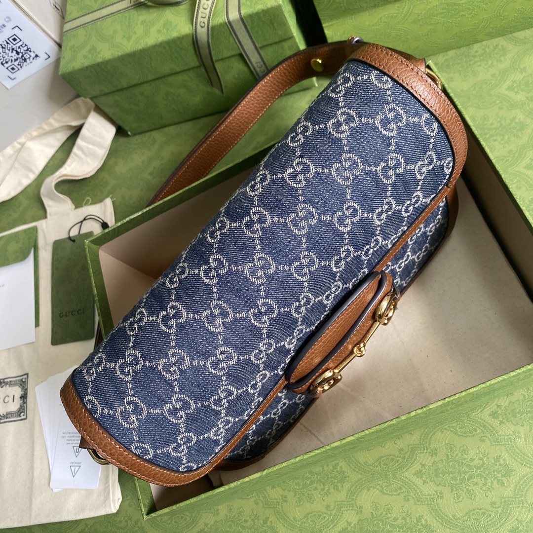 Gvc*1 small horse 1955 shoulder bag gg svp*me canvas denim 602204 25.5 x 18 x 6 cm