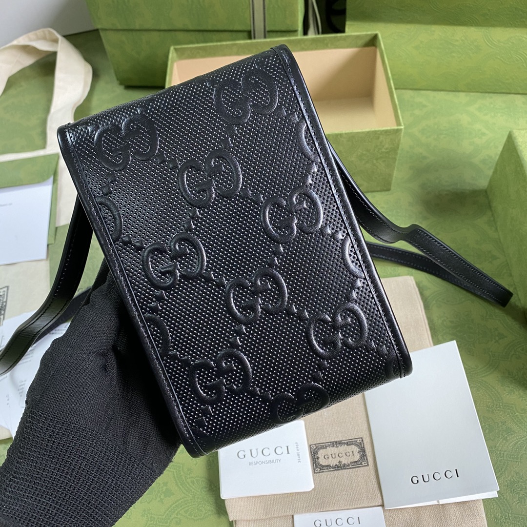 Gvc*1 mini gg embossed bag leather back 625571 11.5 x 18 x 3.5 cm