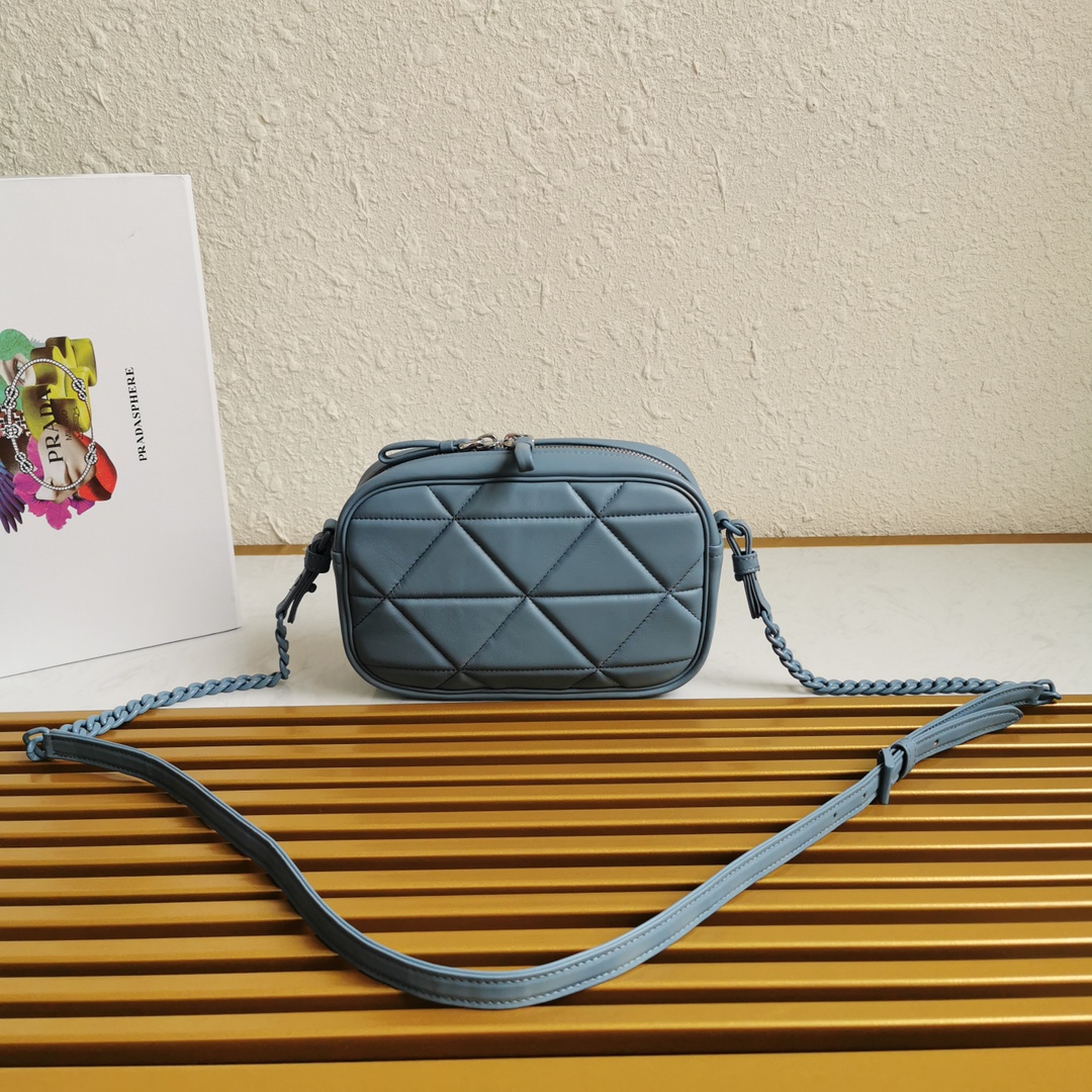 Pra*a spectrum shoulder bag quilted nappa leather astral blue 1bh141 13.5 x 21 x 8 cm