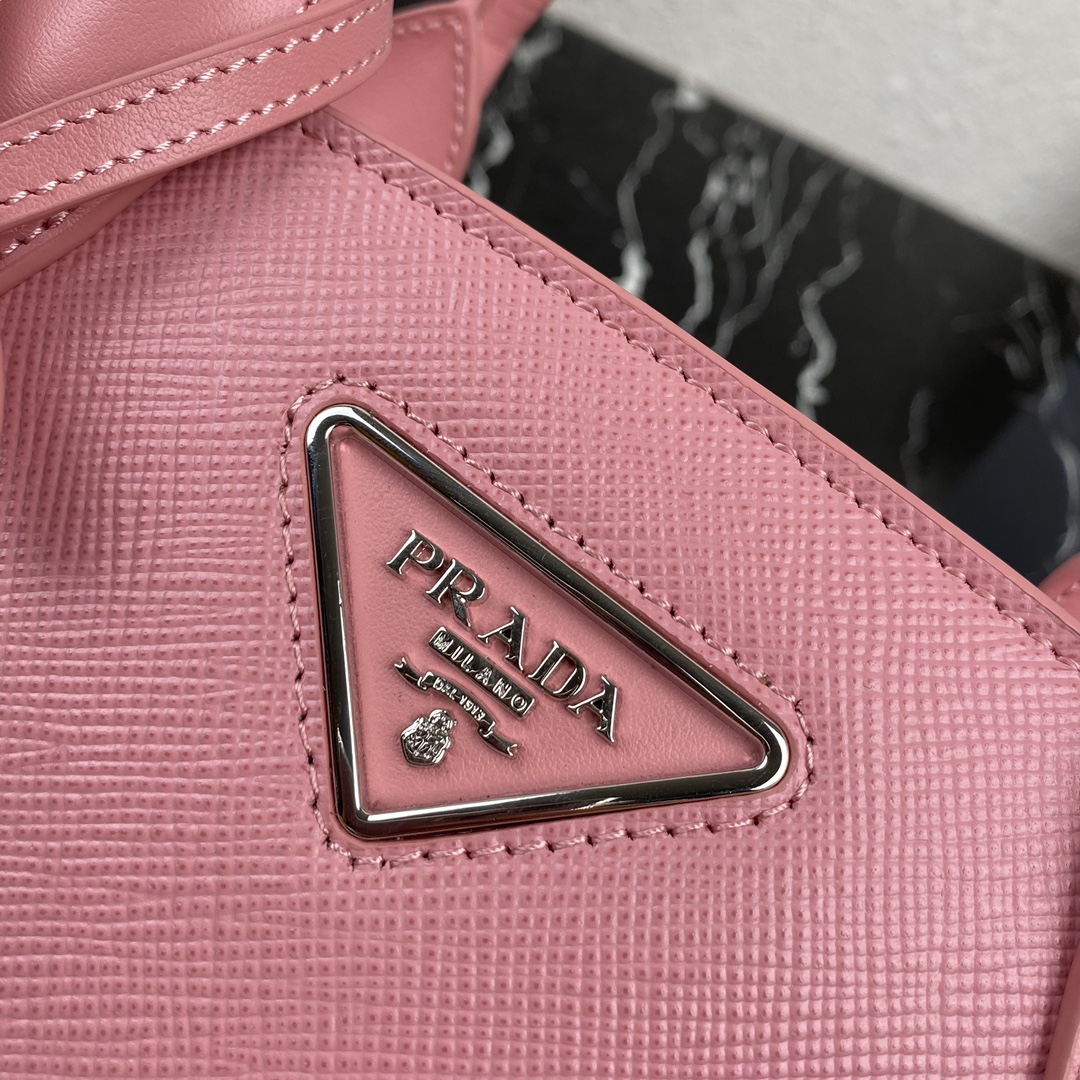 Pra*a saffiano leather kristen handbag pink 1ba297 26 x 20 x 3.5 cm