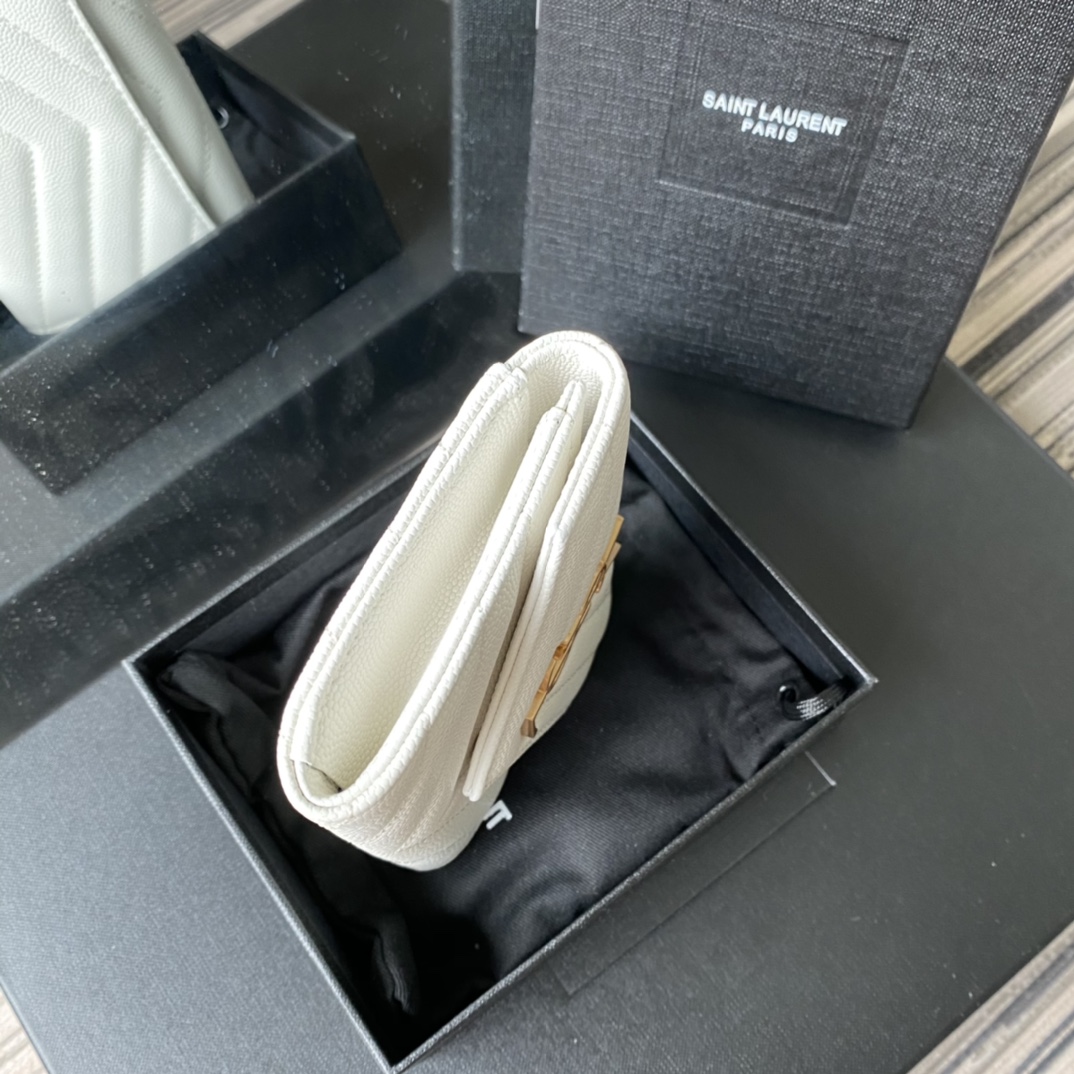 Y51 small monogram envelope wallet in grain de poudre embossed leather white 414404 13.5 x 9.5 x 3 cm