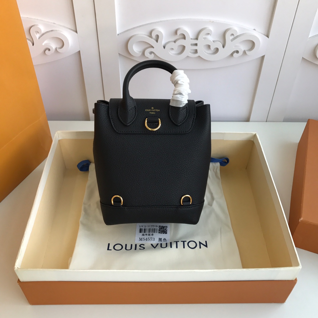l0vis Vvtt0n mini lockme backpack calfskin leather golden metal black m54573 16 x 19.4 x 10 cm