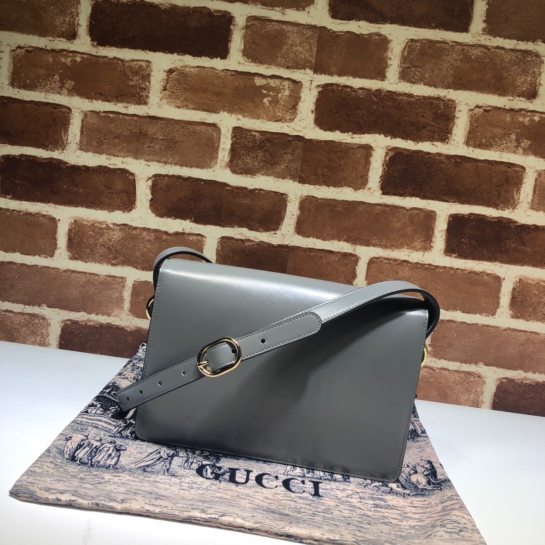 Gvc*1 gg ring shoulder bag leather grey 5894741 24 x 16 x 6 cm